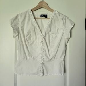 SO White V-Neck Blouse